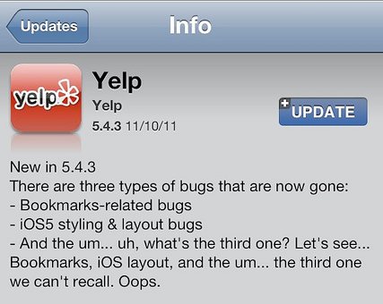 Yelp Release Notes go Political
